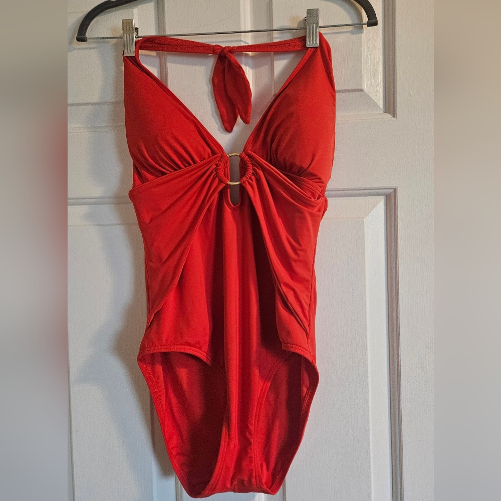Red Halter One-Piece Swimsuit
